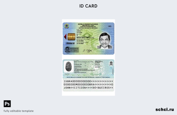 цифровая загрузка шаблона удостоверения личности Бразилии (из ) шаблона